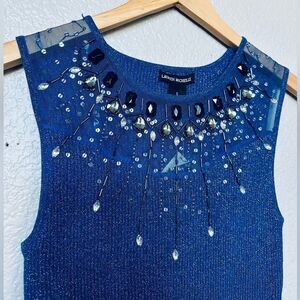 Lauren Michelle Crystal Jeweled Sleeveless Sweater Top S